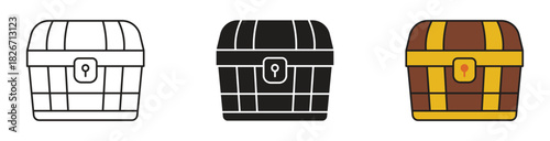 Treasure chest icon set, vector illustration.