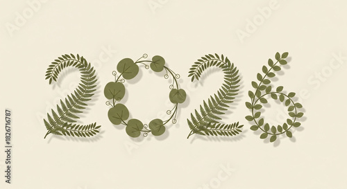2026 Botanical Geometry Minimal New Year Design