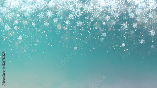 Wallpaper Mural Sparkling snowfall theme with snow crystals falling around dreamy turquoise gradient, open center  Torontodigital.ca