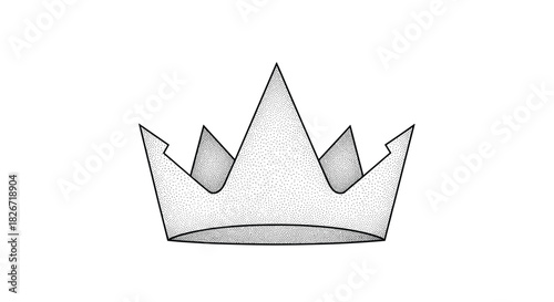 A simple black and white drawing of a royal crown rendered with stippling or dot art, showcasing a minimalist and elegant design.