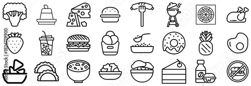 Diverse Food and Drink Icons A Collection of Culinary Delights