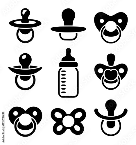 Collection of Baby Pacifier and Bottle Icons