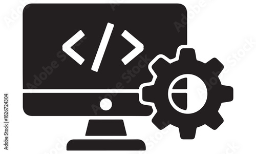 AI Technology, Data Security, and Web Development Icons – Modern Tech Illustrations