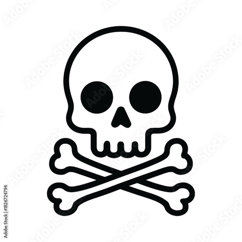 Skull and Crossbones Icon – Danger Hazard Symbol Outline