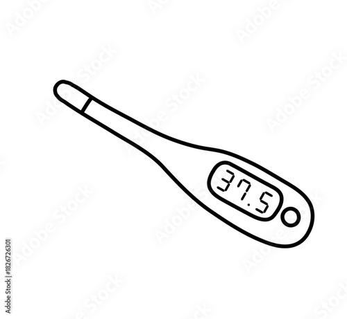 体温計　体温表示あり　シンプル線画