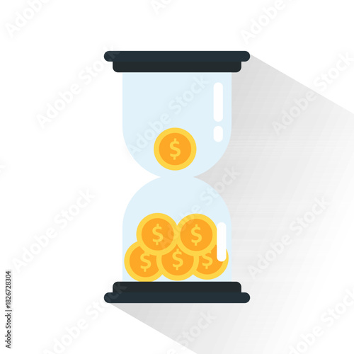 Illustration Icon Of Hourglass with Dollar Coins