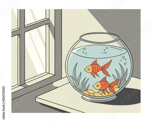 Colorful Tropical Aquarium Fish Illustration