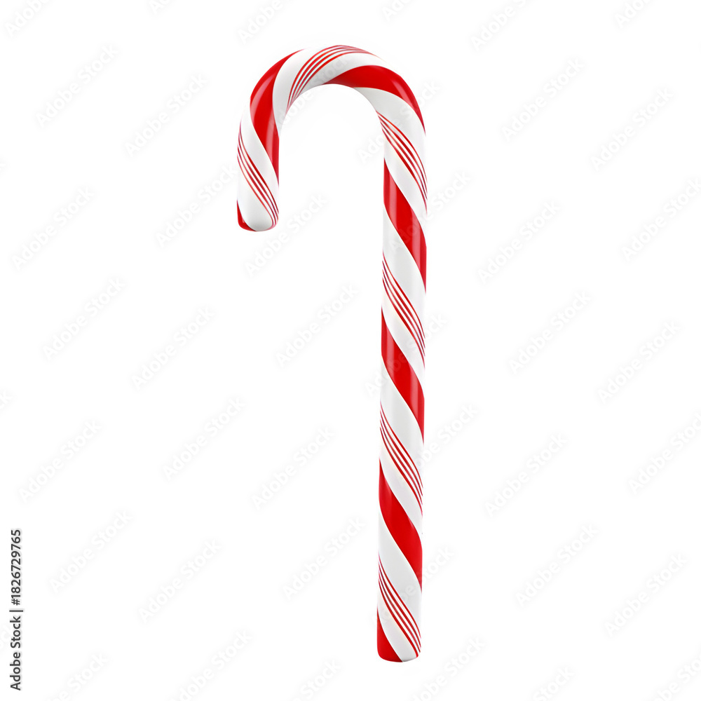 Obraz premium Red and white striped candy cane in traditional style isolate on a white background