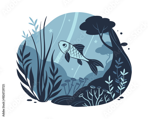 Colorful Tropical Aquarium Fish Illustration