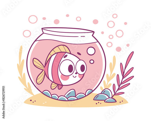 Colorful Tropical Aquarium Fish Illustration