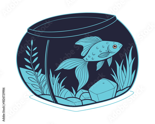 Colorful Tropical Aquarium Fish Illustration