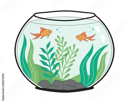 Colorful Tropical Aquarium Fish Illustration