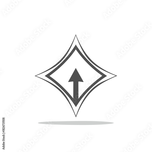 Abstract upward arrow within a stylized diamond frame symbolizing progress, growth, and forward momentum