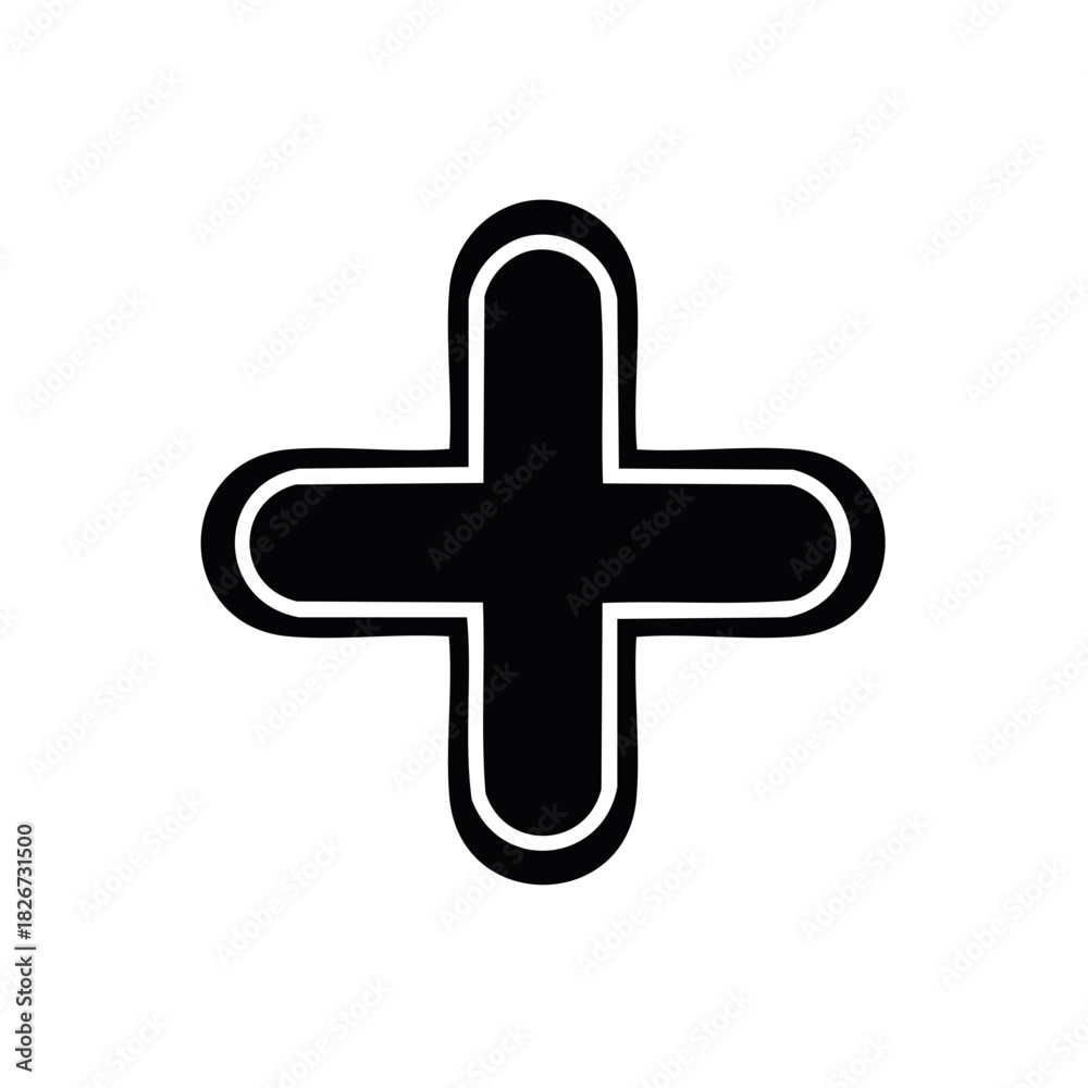Obraz premium Black and white cross sign, medical symbol, healthcare, add concept