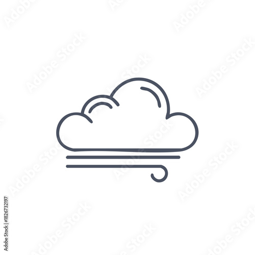 Windy weather line icon simple vector symbol of a cloud and breeze for forecast