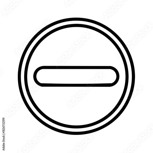 Black and white do not enter sign with horizontal bar symbol for prohibition