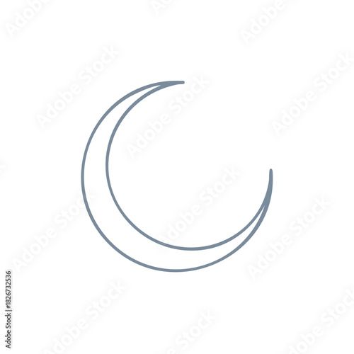 Minimalist crescent moon line art graphic symbol
