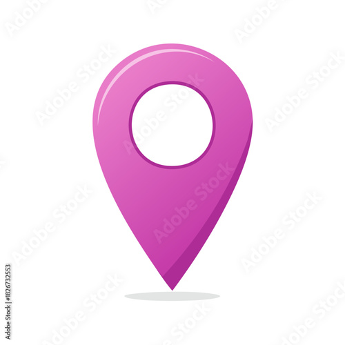Vibrant Pink Location Pin Marker with Inner Circle and Subtle Shadow