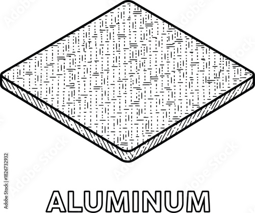 Isometric aluminum diamond tread plate icon. line art vector illustration for industrial design elements