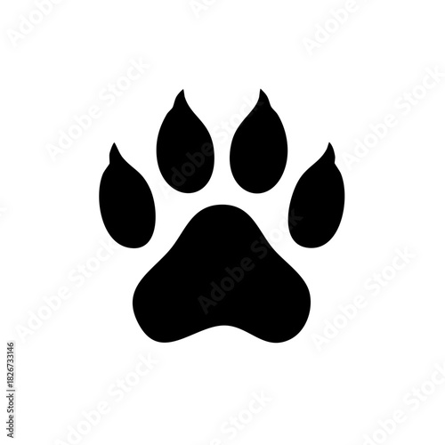 Simple Black Paw Print Silhouette Graphic Icon