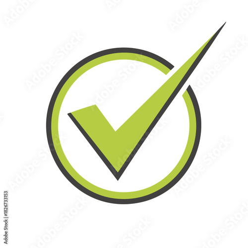Check mark icon with green tick in a circle, isolated on white.
