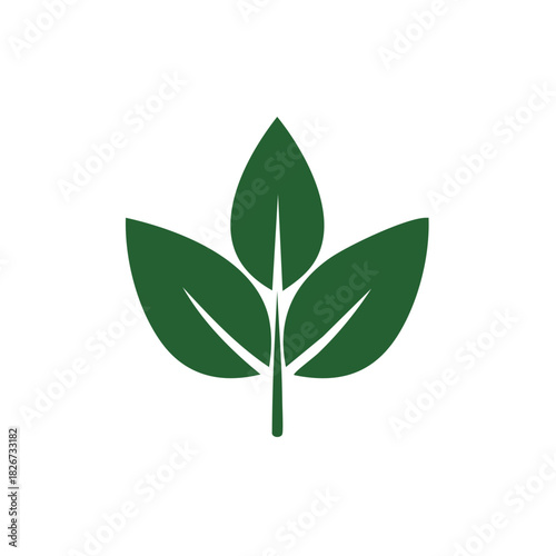 Minimalist green leaves icon graphic design element representing nature and growth concepts