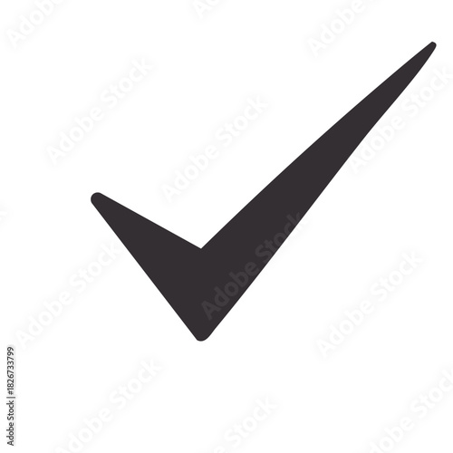 Dark gray check mark icon on a white background