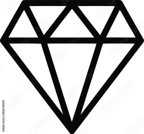 Minimalist diamond gemstone line icon. luxury jewelry outline vector logo symbol design.