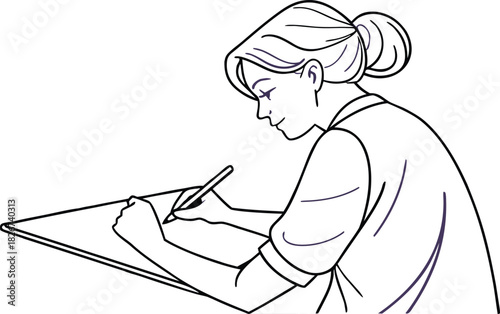 Focused female artist creating beautiful drawings with passion and skill, bringing creative visions to life with every stroke of her pen