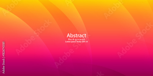 Vibrant Yellow Orange Pink Gradient Abstract Background with Smooth Wave Shapes. Modern creative trendy design in vector illustration