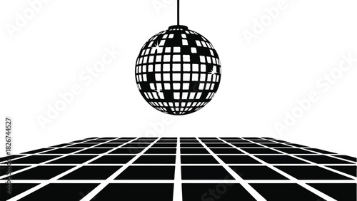 Disco Ball and Dance Floor in Black and White