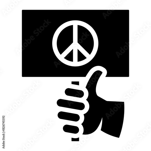 hand holding peace protest sign glyph icon