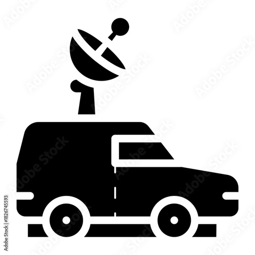 tv news van car glyph icon