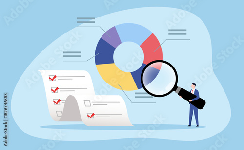 The process of scrutinizing data to ensure tasks are completed efficiently and accurately, analyzing data.