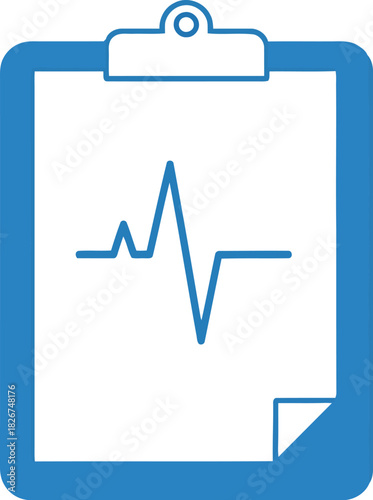Health report clipboard icon: ecg, heartbeat, medical diagnosis vector graphic