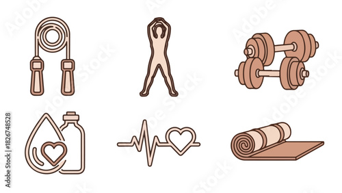 Fitness and Wellness Icons for Healthy Lifestyle Concepts