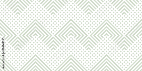 Vector geometric lines seamless pattern. Modern texture with stripes, squares, chevron, arrows, lines. Abstract light green minimal background. Stylish geometrical ornament. Repeated geo design