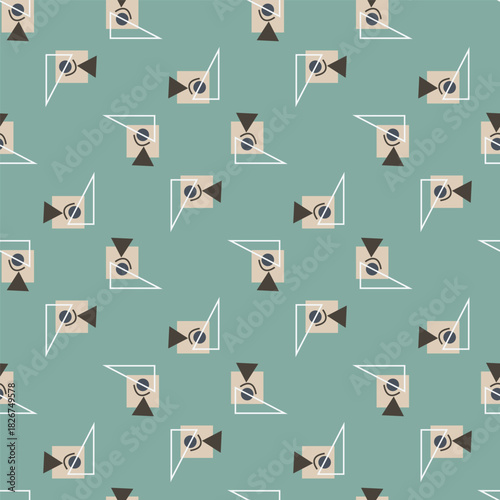 Textile motif seamless pattern. Abstract line shape geometric motif basic pattern continuous background. Man shirt all over print block. 