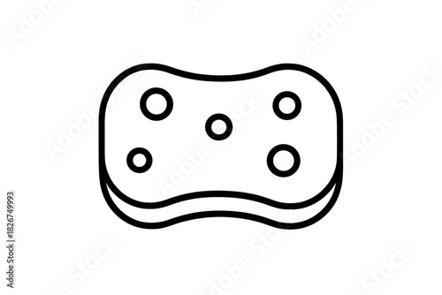 Minimalist design of a household cleaning sponge or bath scrubber used for washing and sanitation