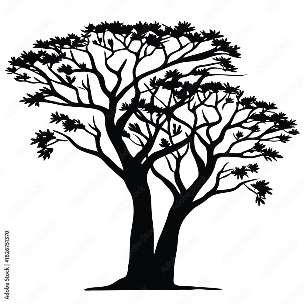 Obraz premium tree silhouette white background
