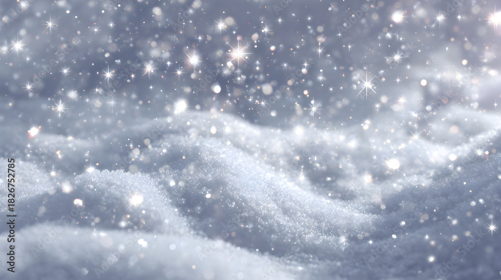 Fototapeta premium White winter sparkles surrounding smooth snow-like texture, gentle glowing center