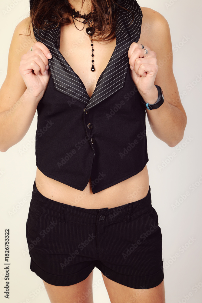 Naklejka premium girl, unterwäsche, lingiere, nylon, dünn, model, female, bikini, slip, bh, sexy, lowkey, schatten, erotisch, body, taille, po, torso, hände, arm, magersucht, frau, schönheit, gestalten, leitbild, blac