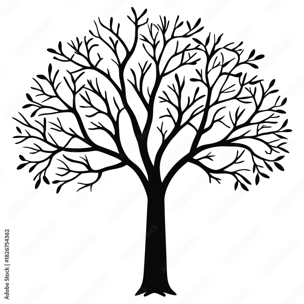 Obraz premium tree silhouette white background