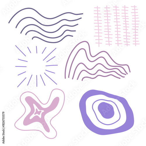 Spots, lines, dots. A vector set of minimalist, trendy, hand-drawn abstract elements
