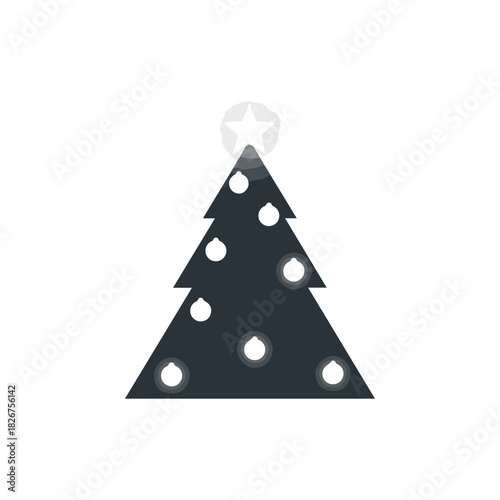 Stylized Christmas Tree with Star and Ornaments Illustration.