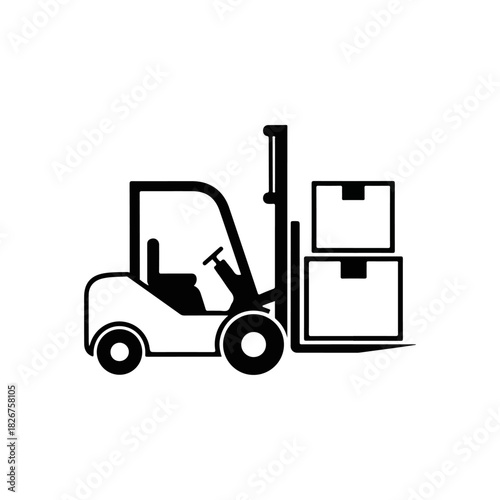 Forklift Truck Lifting Boxes, Warehouse Logistics and Delivery.