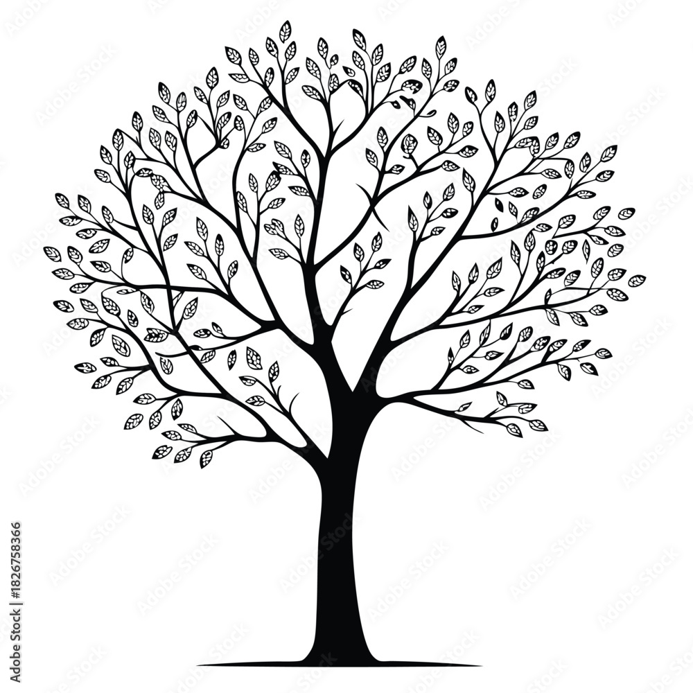 Obraz premium tree silhouette white background