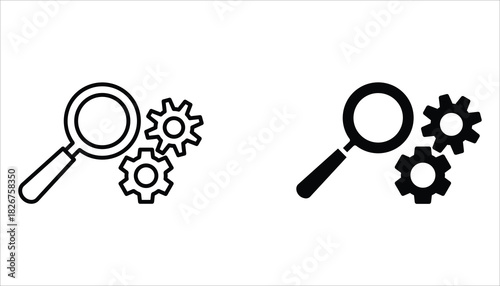 Research icon set. Concept of Business analysis in outline style. Vector Illustration for logo, emblem, and web design.  Isolated on white background.