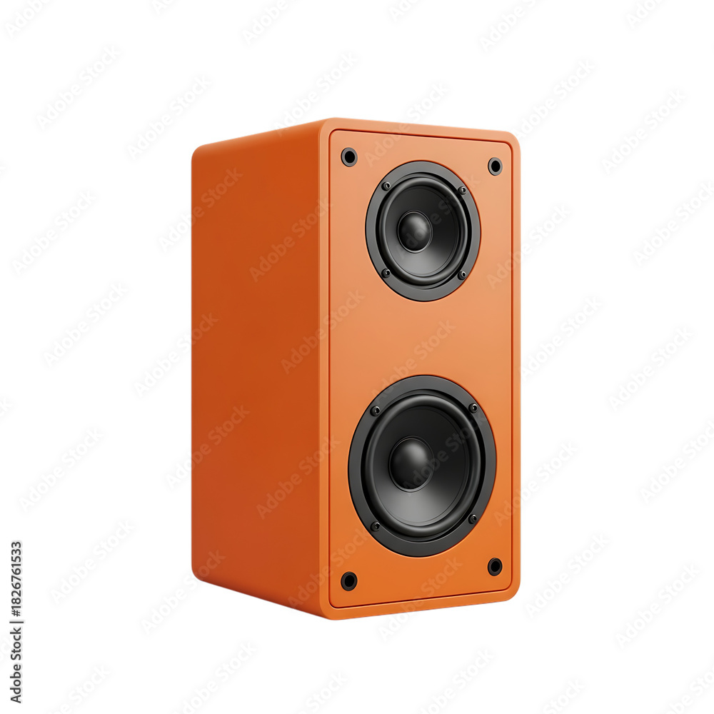 Obraz premium Orange speaker 3d isolated on transparent background