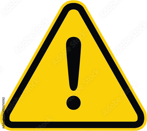 Yellow warning sign triangle with black exclamation mark symbol alert danger hazard information symbol vector